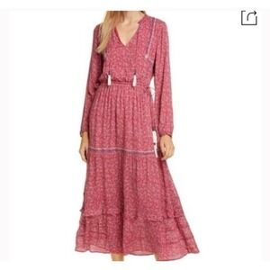 FP2 Anthropologie Dolan Laurel Print Tassel Tie Maxi dress women's small
